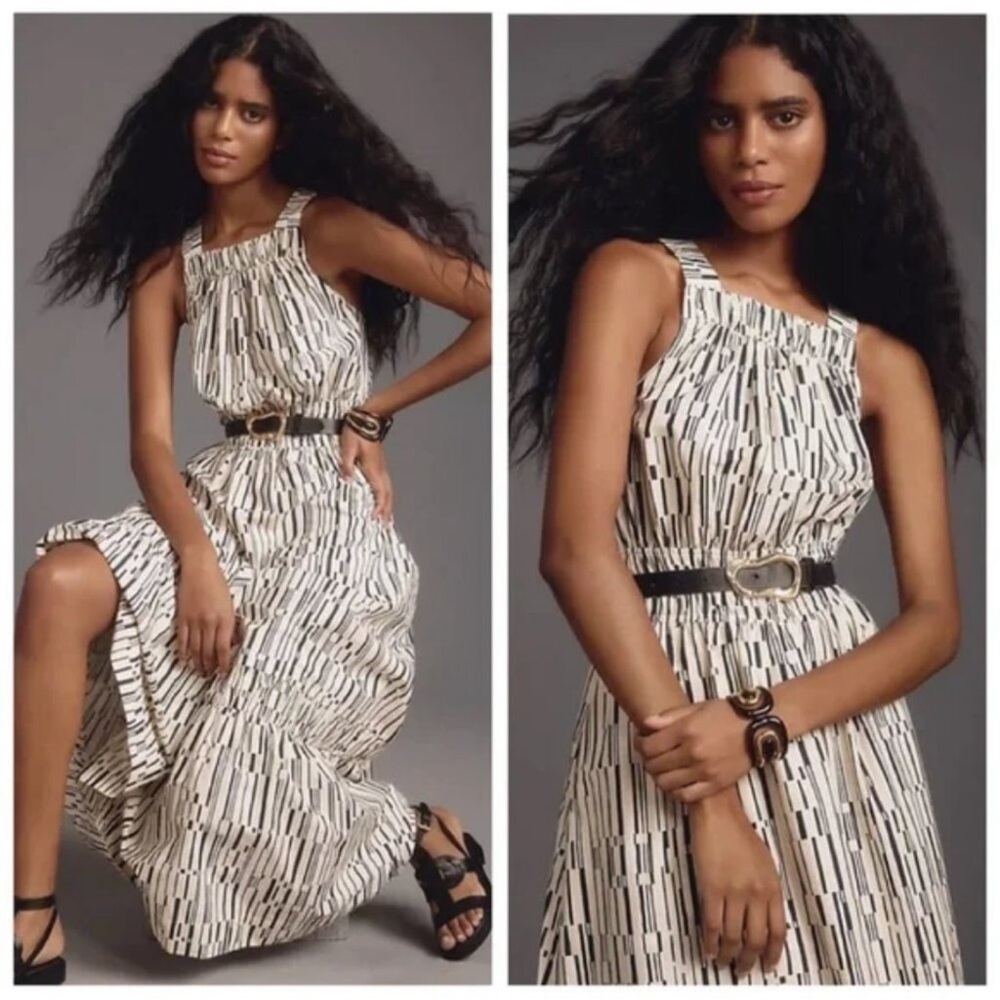 Anthropologie The Somerset Maxi Dress Poplin Halter Edition Size XS EUC
